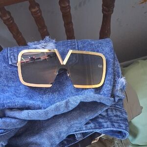 Valentino Garavani Gold and Black Sunglasses